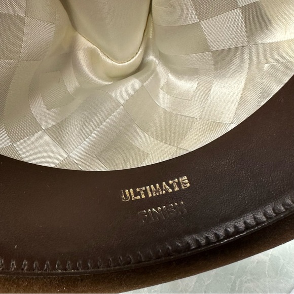 The Imperial Stetson fedora hat in brown with feather in band size 7 or medium - Picture 6 of 9